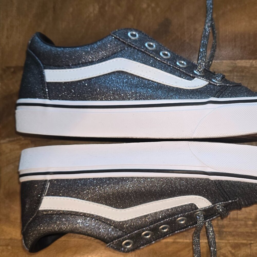 VANS Silver Lurex Glitter Old Skool Skate Shoe - Picture 10 of 16